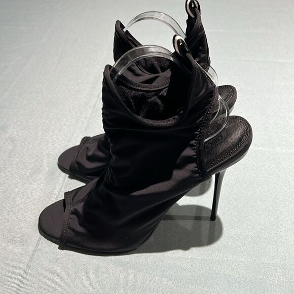 ASOS Black Spandex Ankle Open Toe Bootie Heels Size 9 B33 - Picture 4 of 8